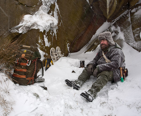 Using my hobo stove to melt snow for a drink. -  2017 - Gary Waidson - Ravenlore