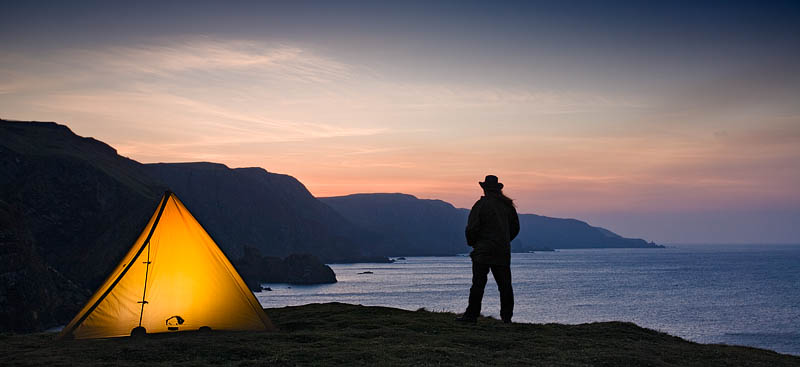 A wild camp on the coast.