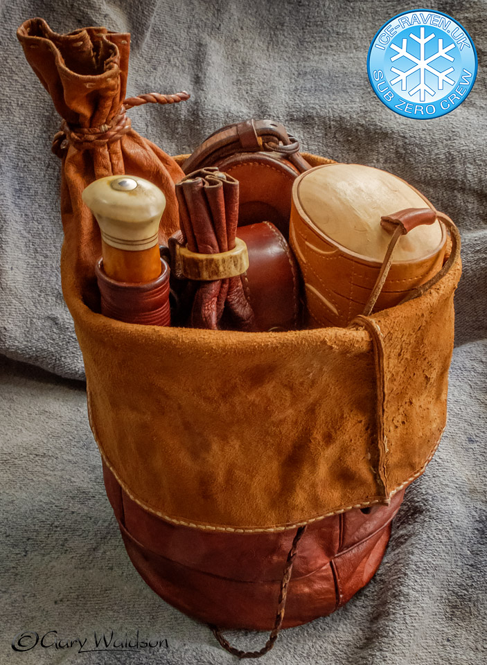 The Boazu Bag with contents - ©  Gary Waidson - Ravenlore Bushcraft and Wilderness skills.
