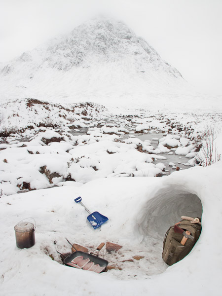 A fry up in the snow by my quinzhee -  2017 - Gary Waidson - Ravenlore