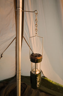 A simple modification of a tent pole to provide a hanging place for a lantern. - © 2017 - Gary Waidson - Ravenlore