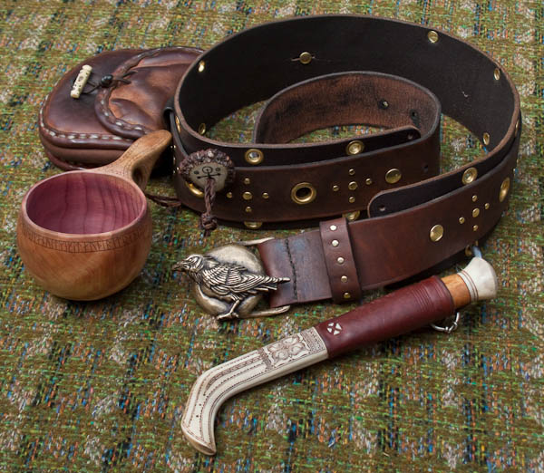 Saami inspired belt and equipment - ©  Gary Waidson - Ravenlore Bushcraft and Wilderness skills.
